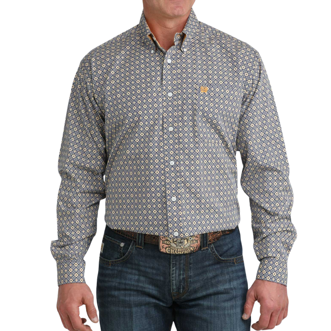 Cinch Men's Diamond Print Royal Blue Shirt