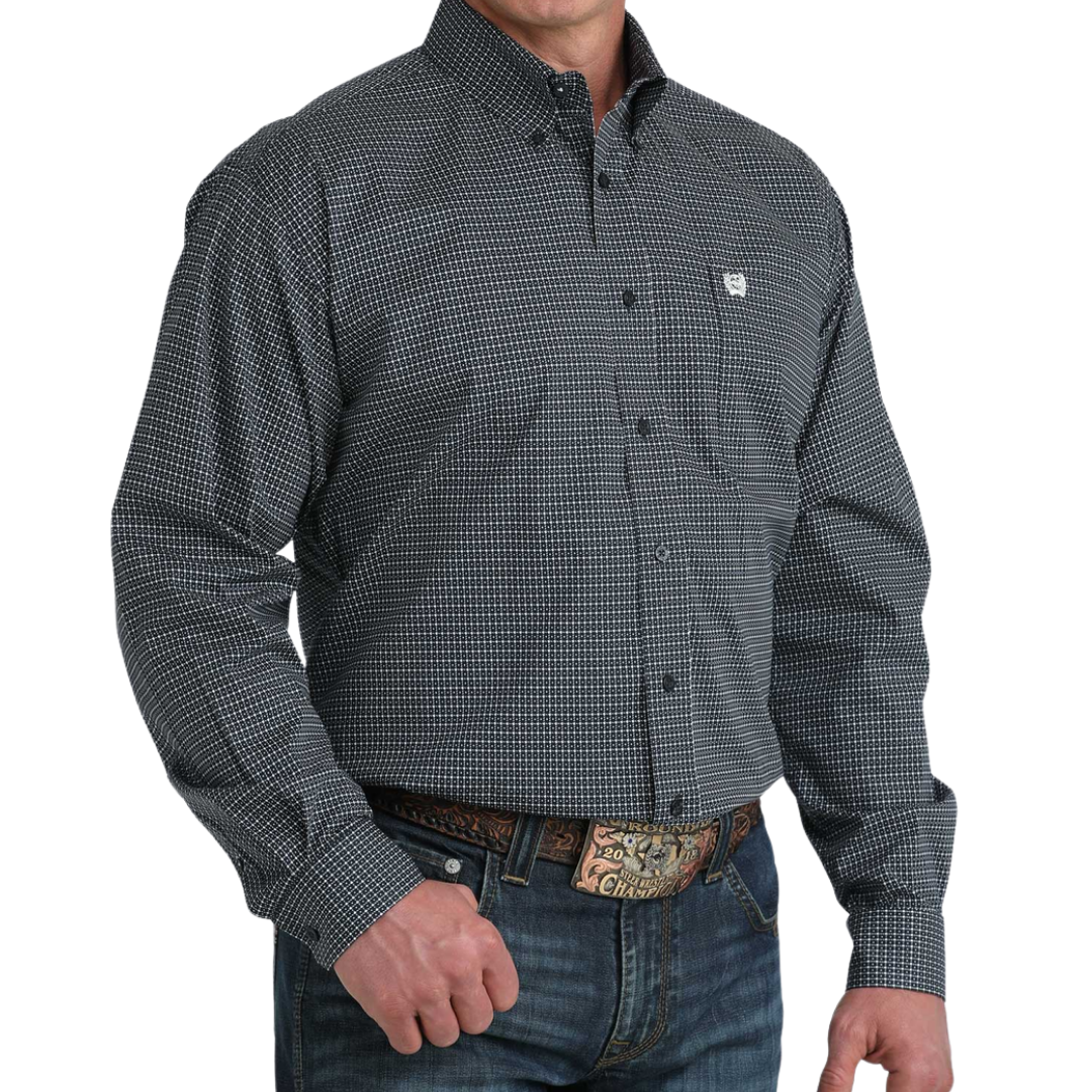 Cinch Men's Geometric Print Navy Shirt