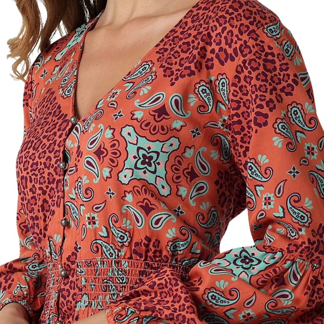 Wrangler Women's Ginger Spice Boho Hem Orange Dress