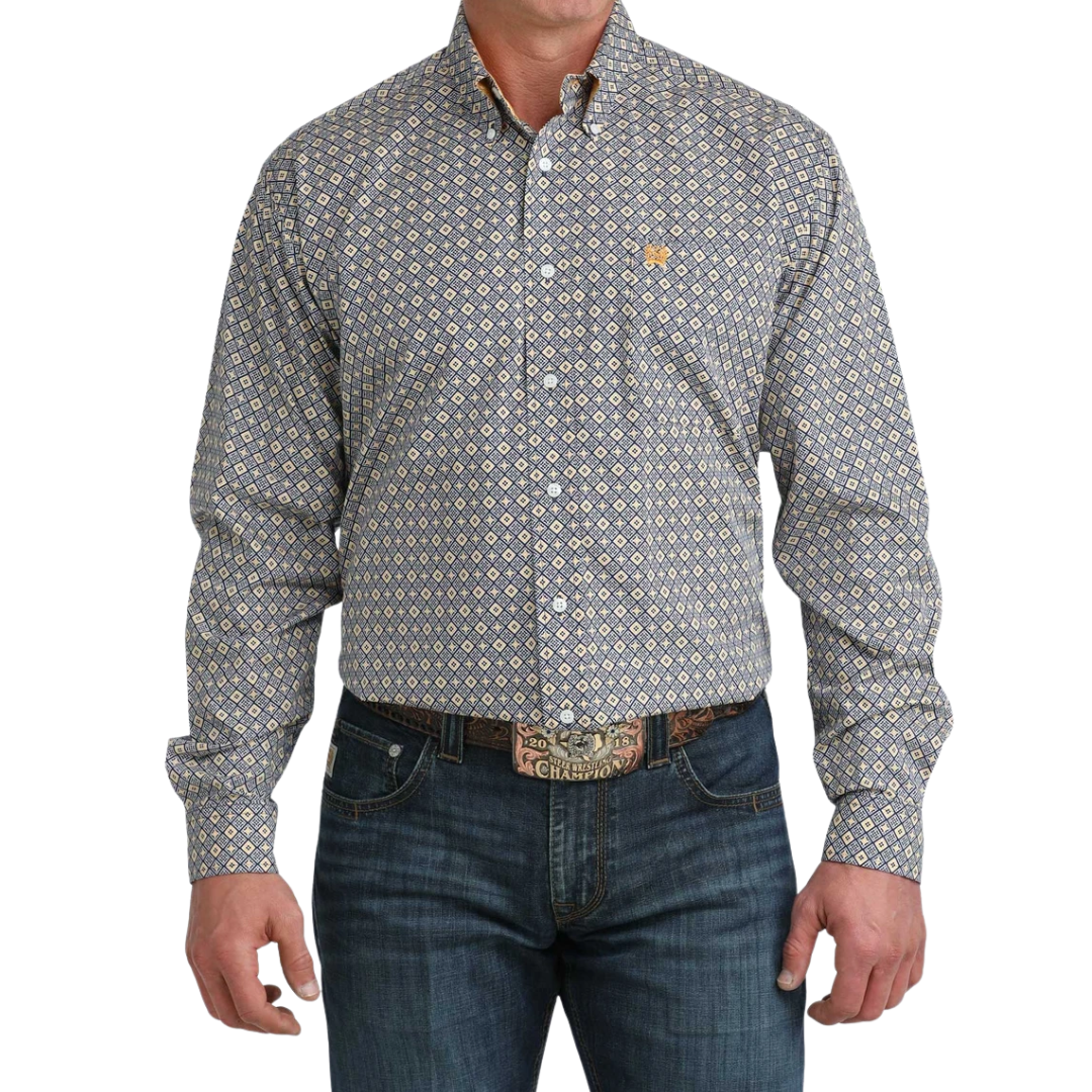 Cinch Men's Diamond Print Royal Blue Shirt