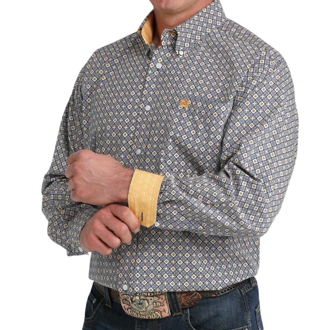 Cinch Men's Diamond Print Royal Blue Shirt