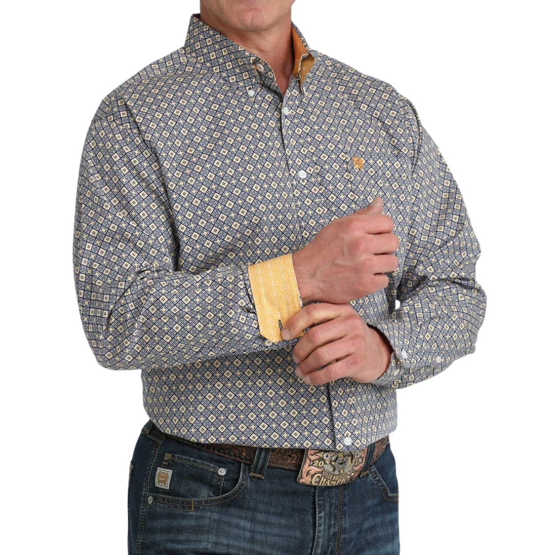 Cinch Men's Diamond Print Royal Blue Shirt
