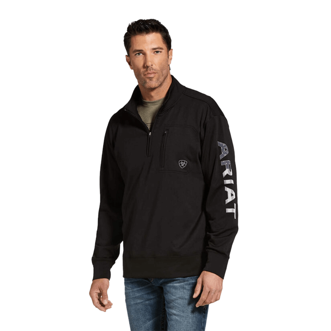 Ariat Men's Team Logo 1/4 Zip Black Sweatshirt