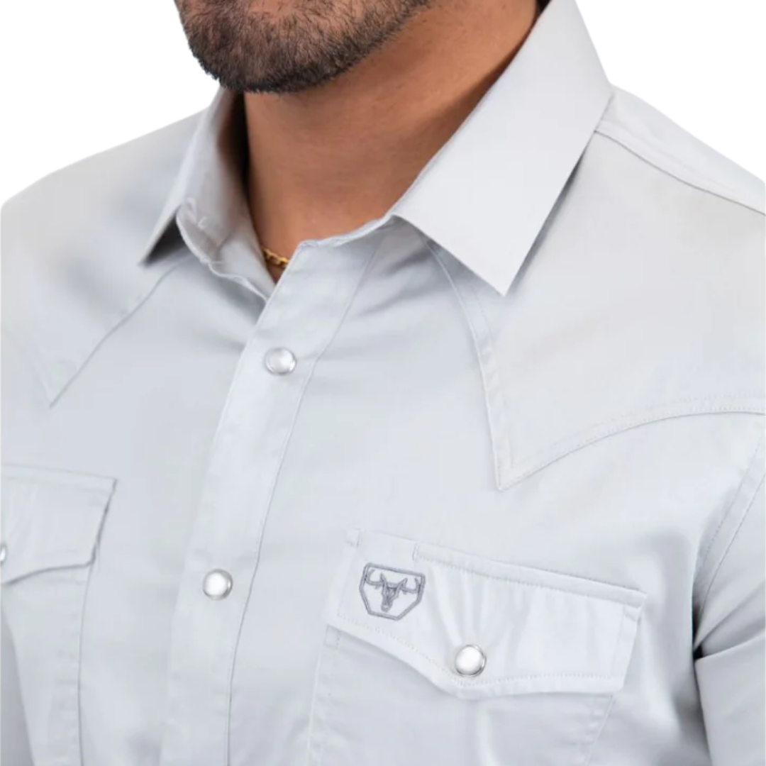 Platini Men's Modern Fit Dress Light Gray Shirt