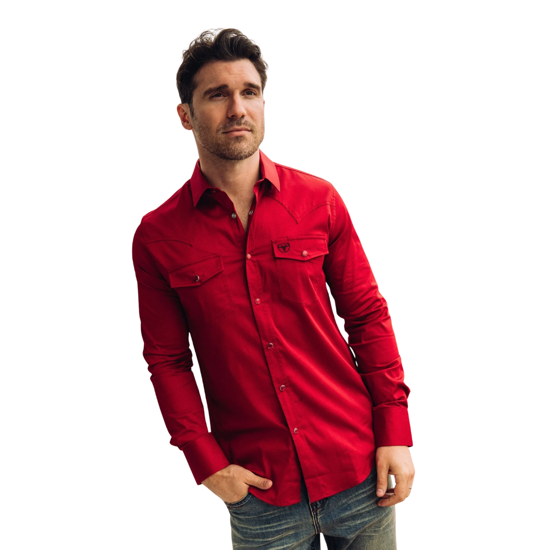 Platini Men’s Modern Fit Solid Red Shirt