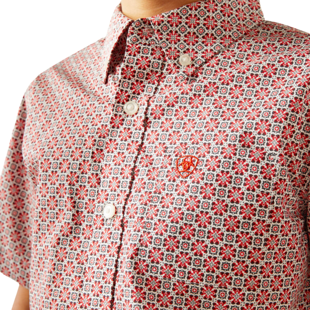 Ariat Youth Kid's Welch Classic Fit Button Down Red Shirt