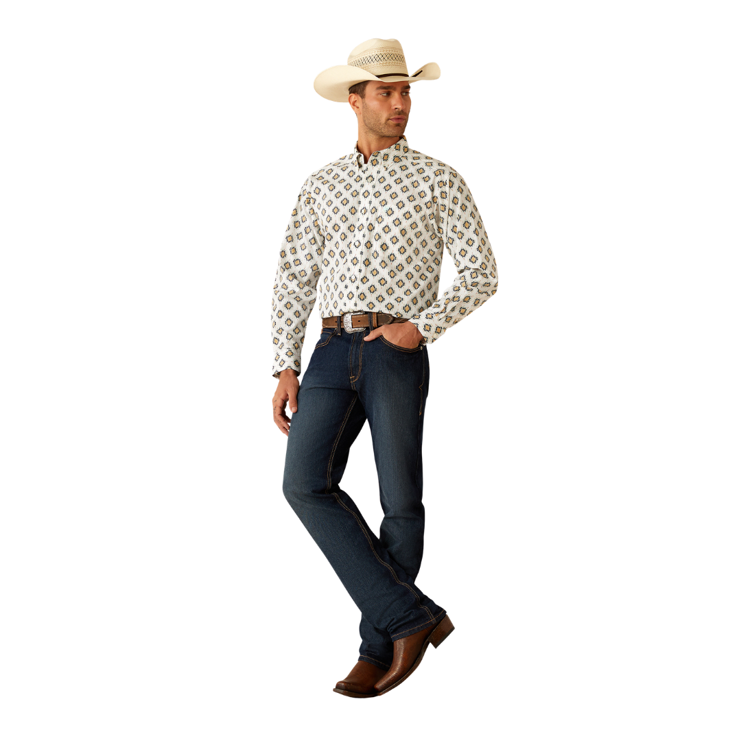 Ariat Men's Cai Classic Fit Khaki Print Shirt