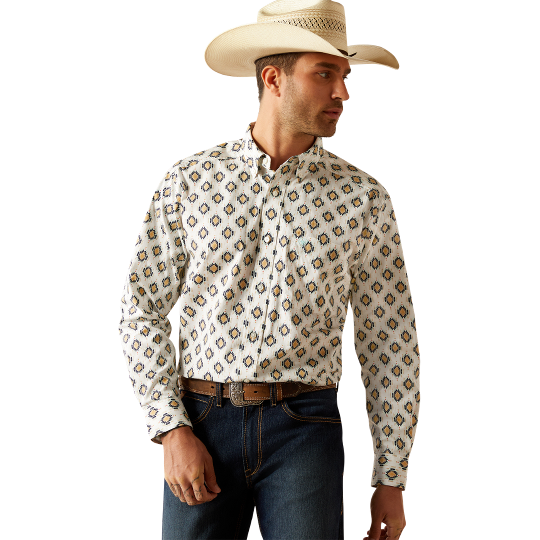 Ariat Men's Cai Classic Fit Khaki Print Shirt