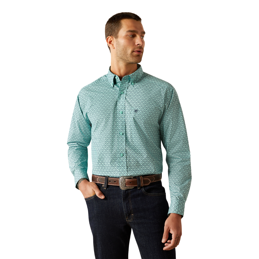 Ariat Men's Canyon Classic Fit Mint Print Shirt