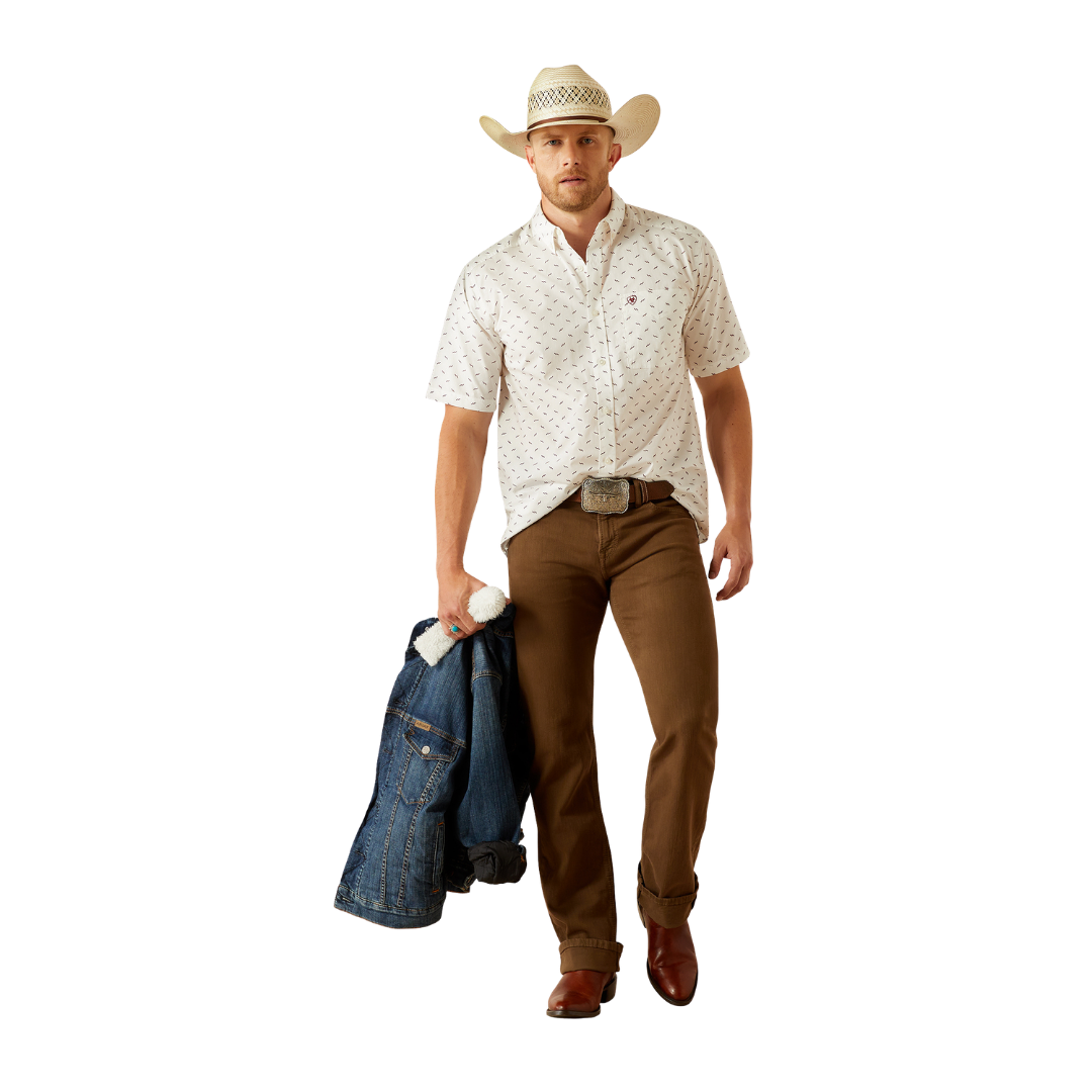 Ariat Men's Grant Classic Fit White Print Shirt