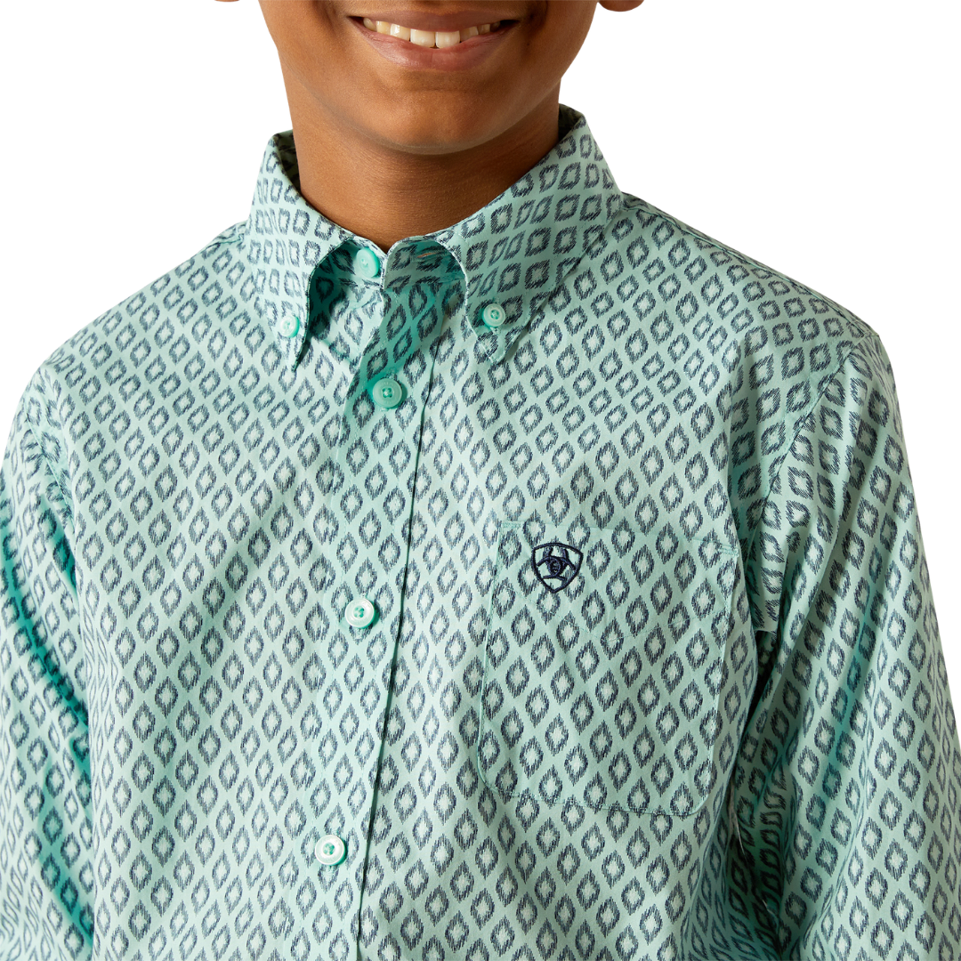 Ariat Youth Boy's Canyon Classic Fit Blue Shirt