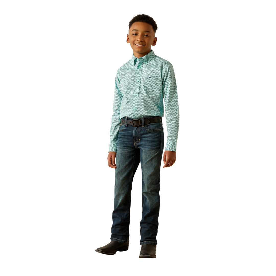 Ariat Youth Boy's Canyon Classic Fit Blue Shirt