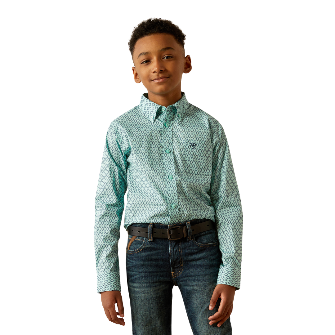 Ariat Youth Boy's Canyon Classic Fit Blue Shirt