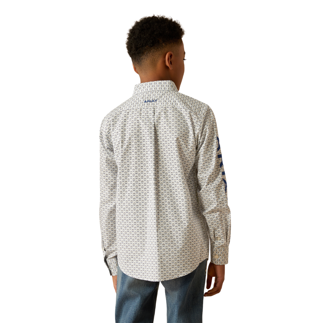 Ariat Youth Boy's Team Drew Classic Fit Blue Shirt