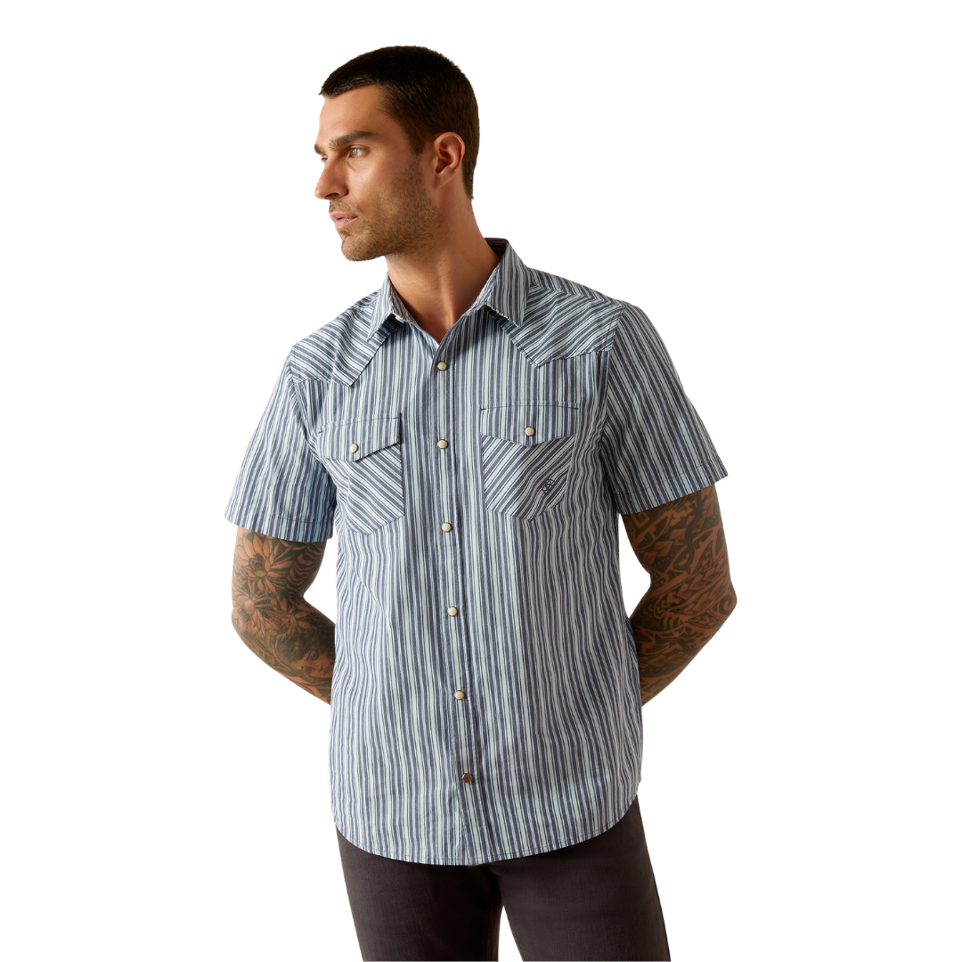 Ariat Men's Hyder Retro Fit Casual Blue Shirt