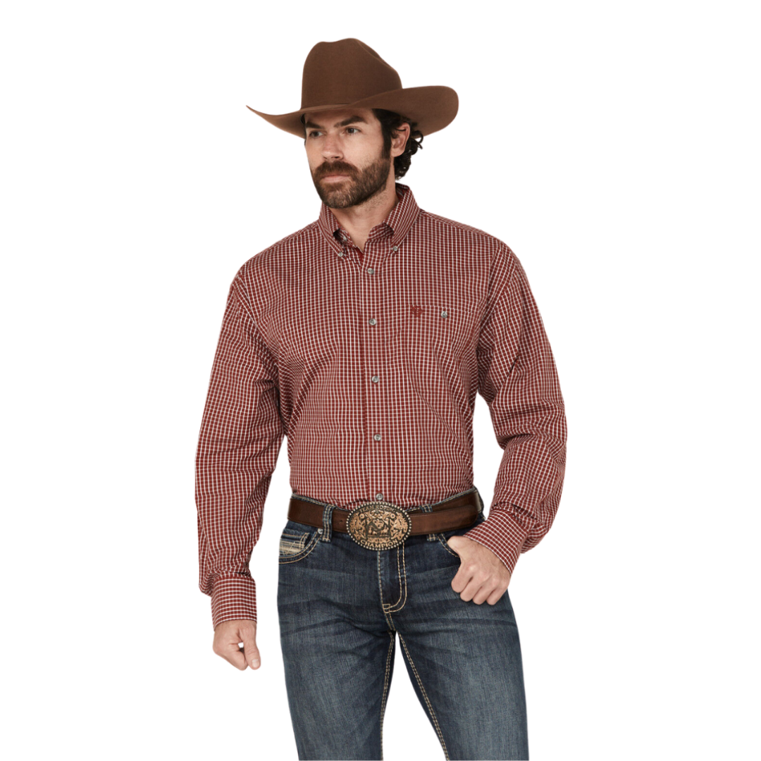 Wrangler Men's Checkered Print Long Sleeve Western Shirt - Big & Tall