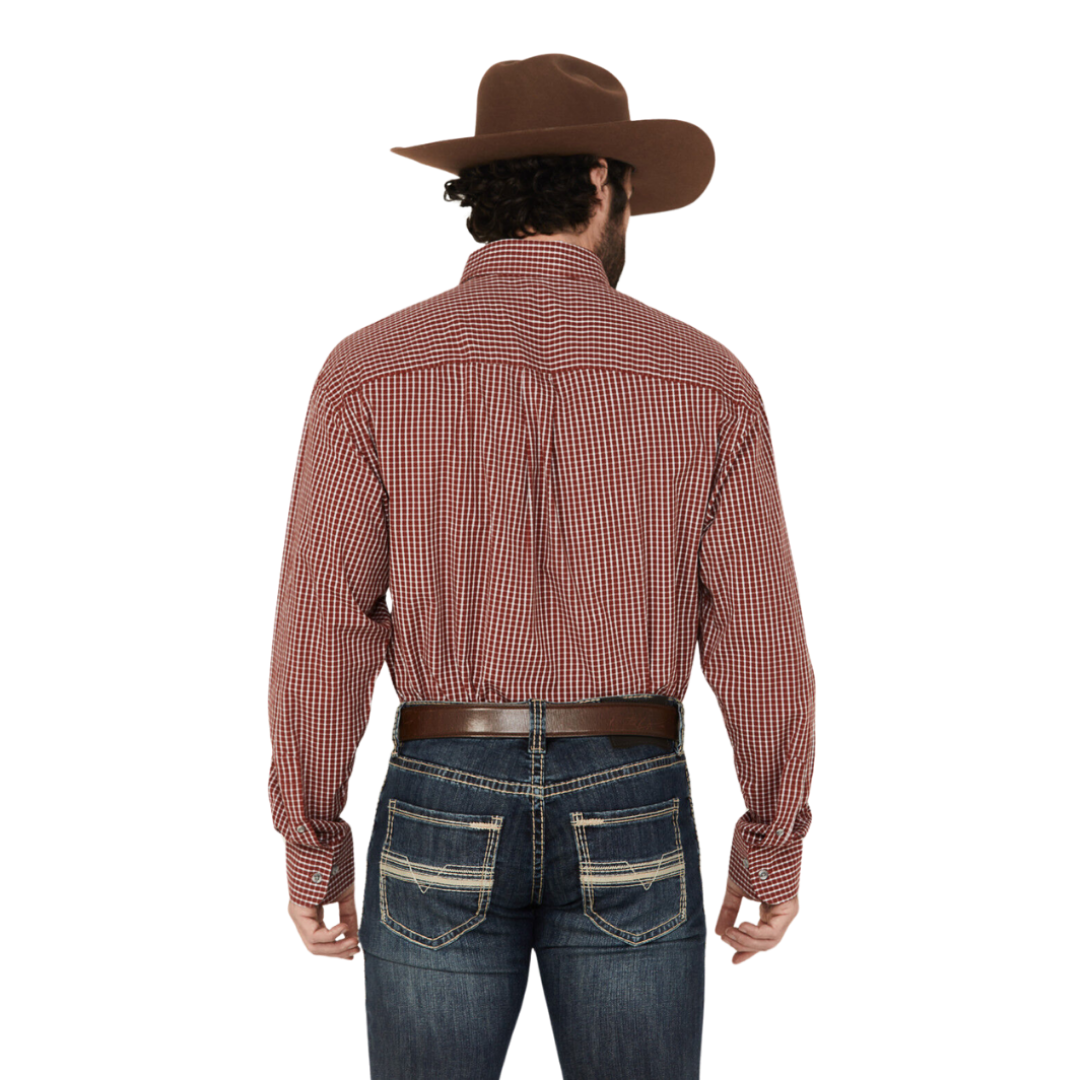 Wrangler Men's Checkered Print Long Sleeve Western Shirt - Big & Tall