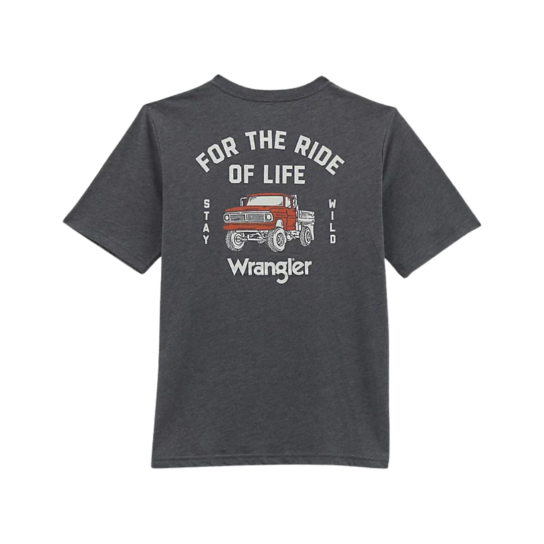 Wrangler Youth Boy's Western Back Grey Shirt
