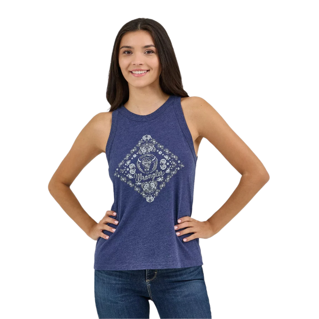 Wrangler Women's Western Goddess Navy Tank Top