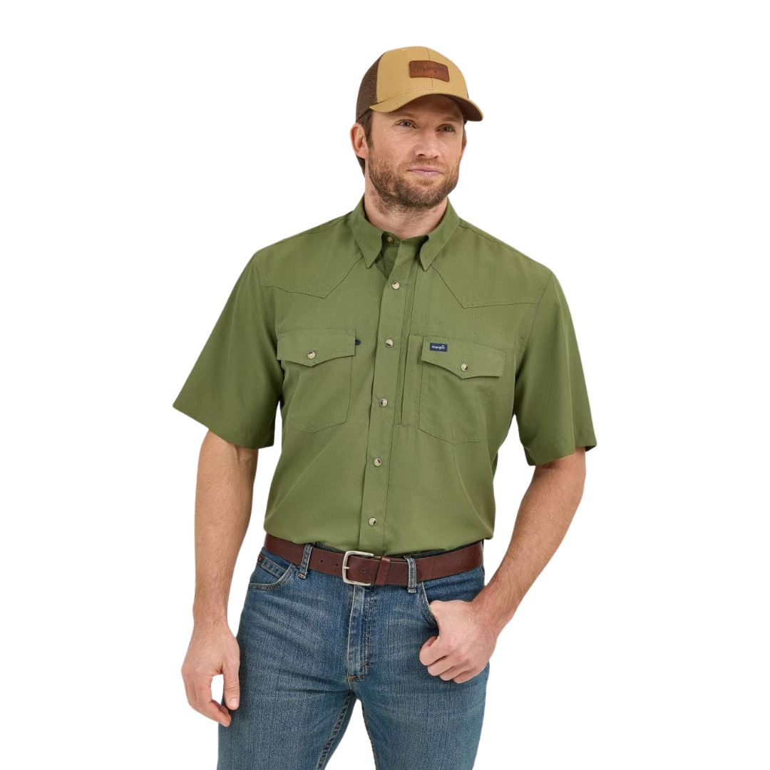 Wrangler Men's Performance Short Sleeve Green Shirt
