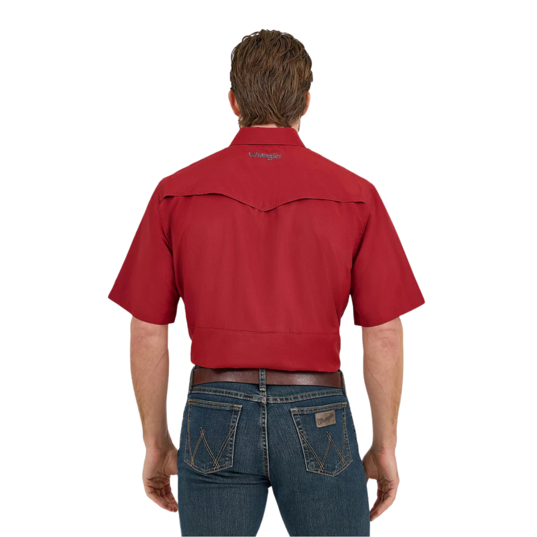 Wrangler Men's Performance Snap Short Sleeve Red Shirt