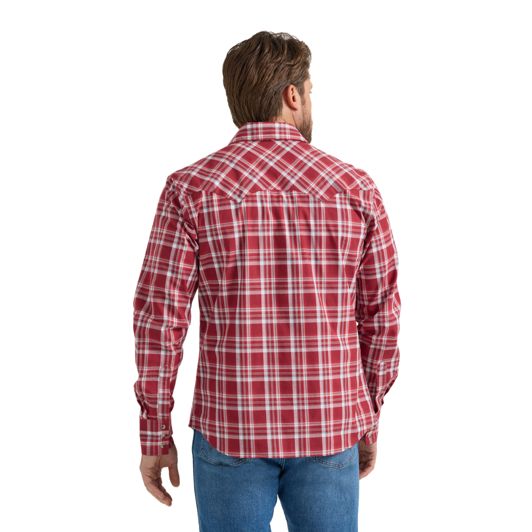 Wrangler Men's Retro Long Sleeve Sawtooth Snap Red Shirt