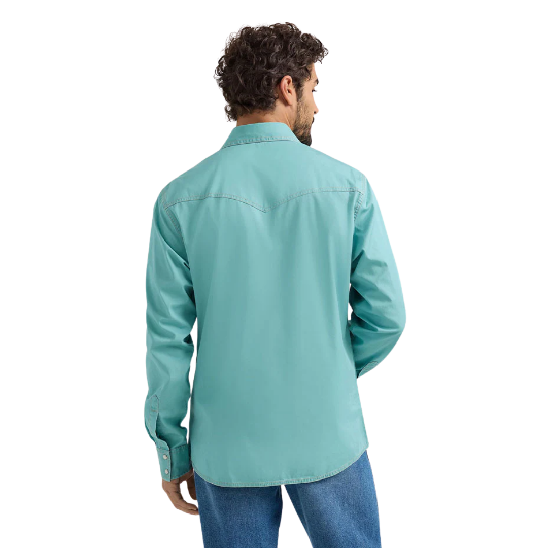 Wrangler Men's Retro Premium Western Snap Turquoise Shirt