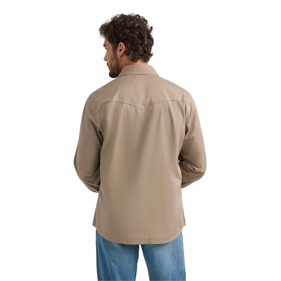 Wrangler Men's Retro Premium Western Snap Tan Shirt