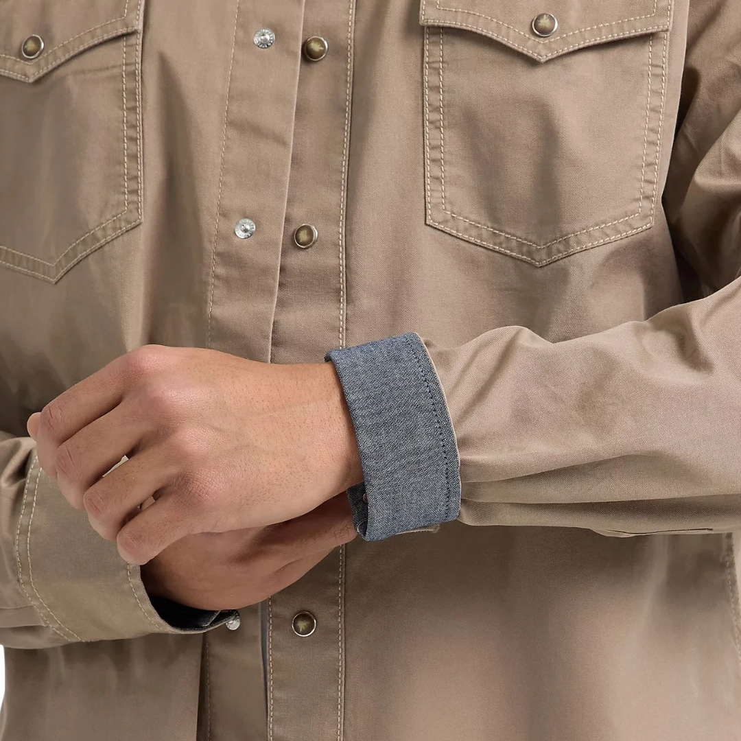 Wrangler Men's Retro Premium Western Snap Tan Shirt