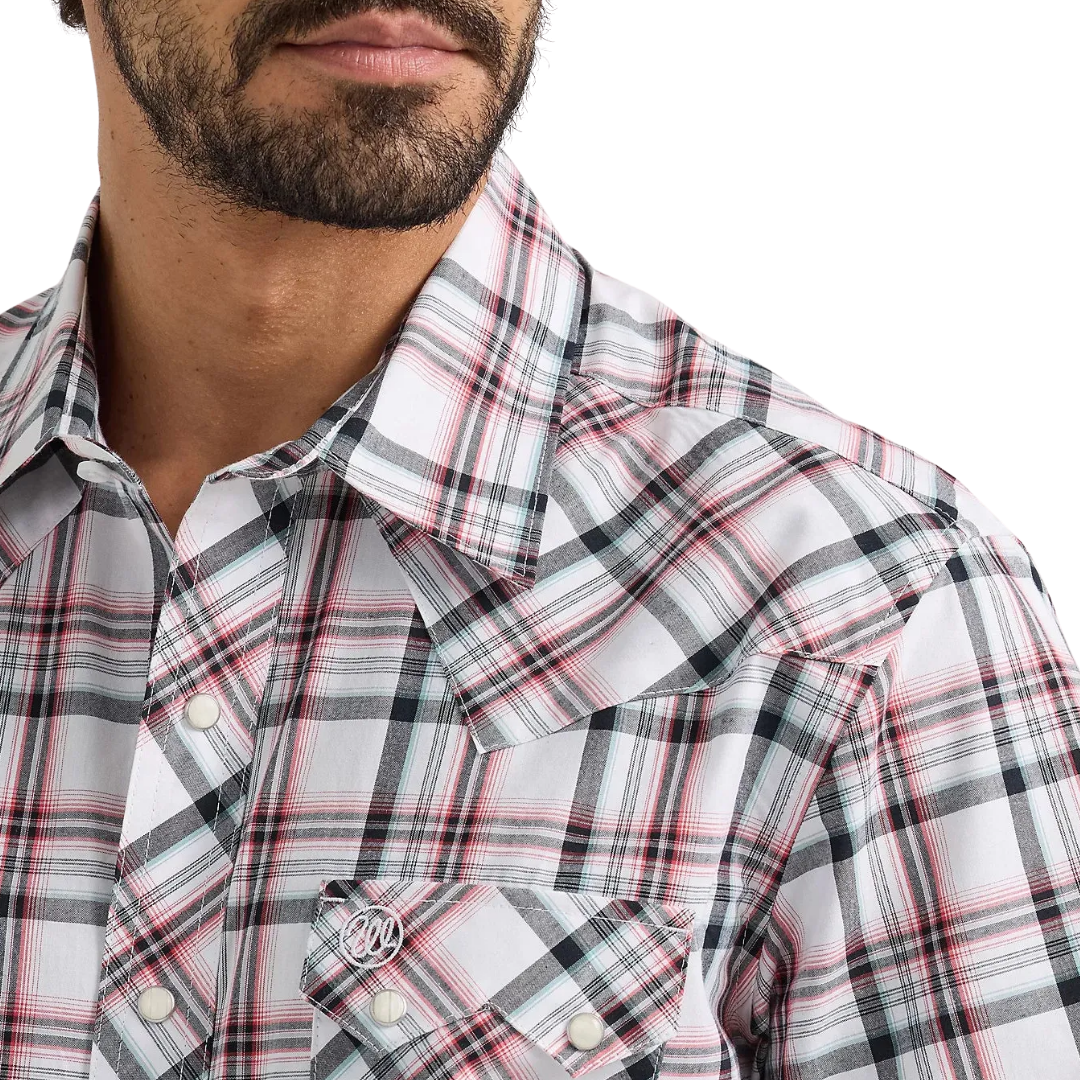 Wrangler Men's Retro Short Sleeve Sawtooth White Shirt