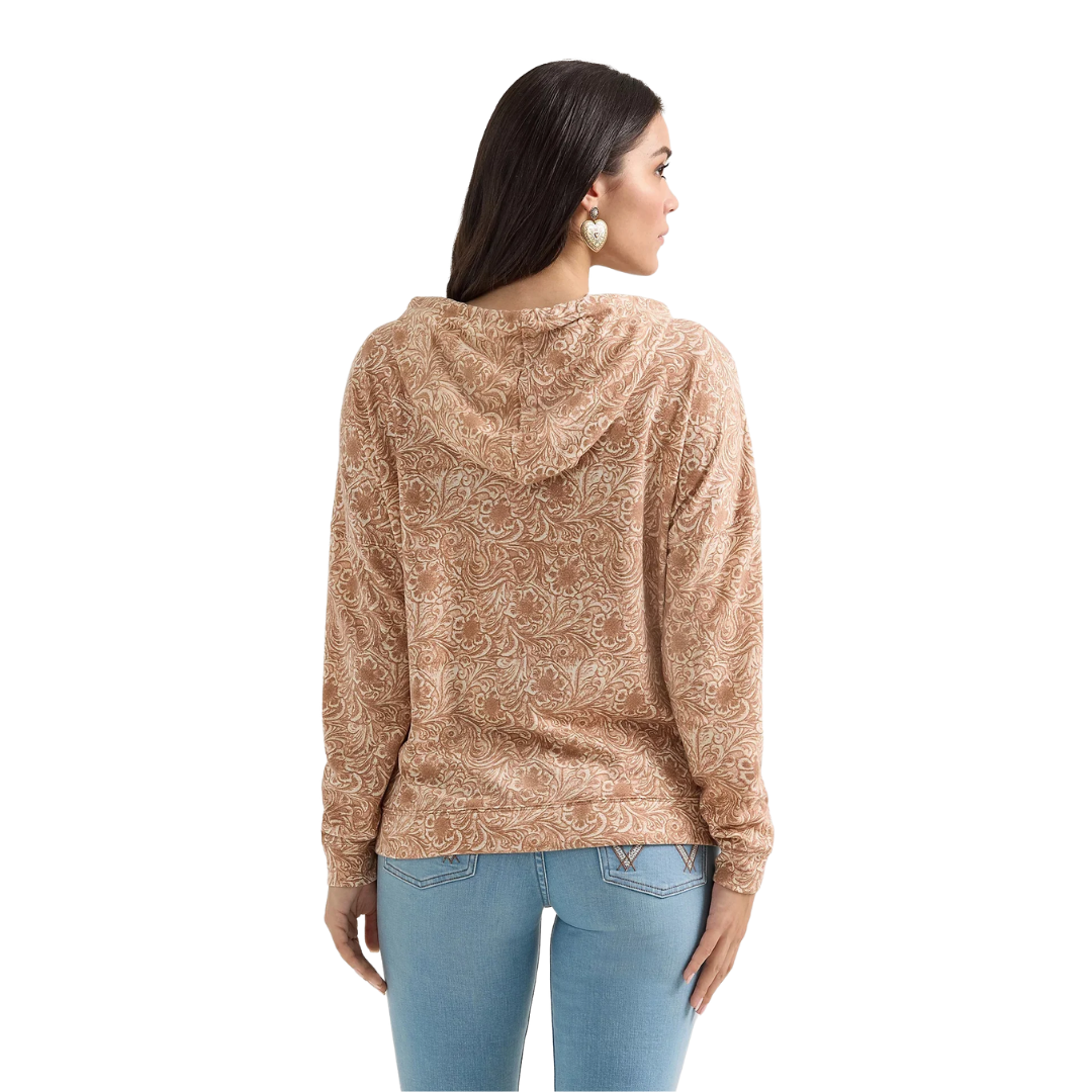 Wrangler Women's Geometric Relaxed Pullover Tan Hoodie