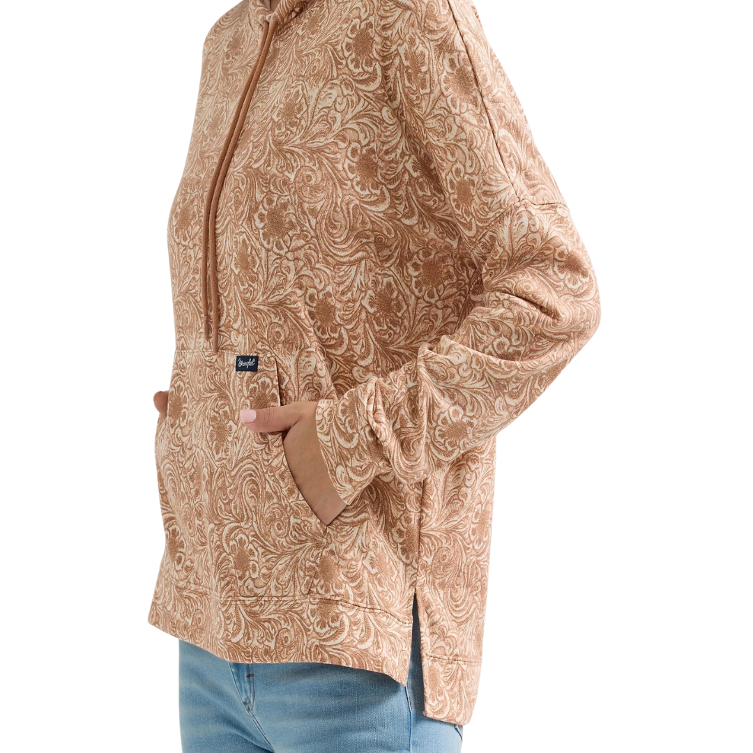 Wrangler Women's Geometric Relaxed Pullover Tan Hoodie