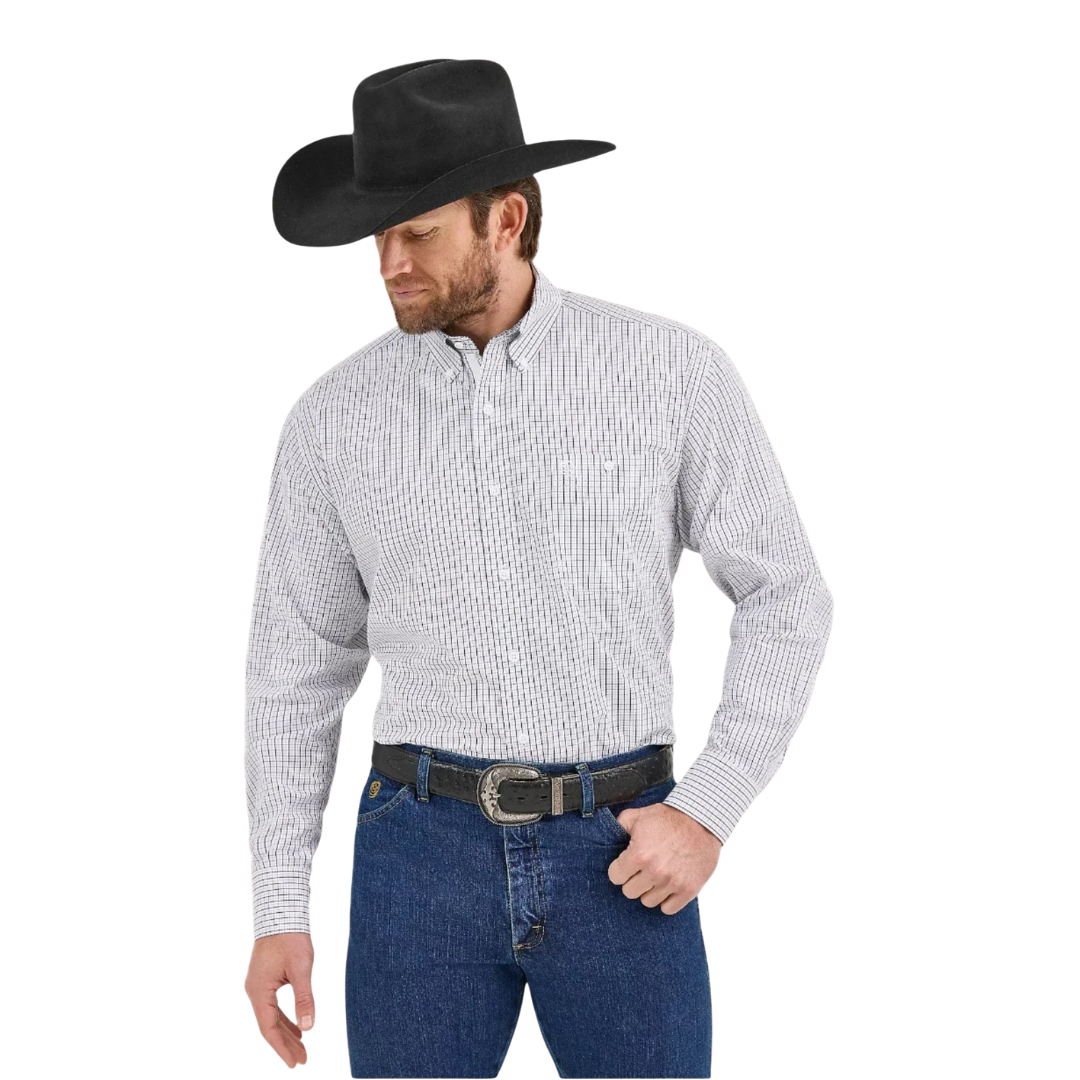 Wrangler Men's George Strait Microcheck White Shirt