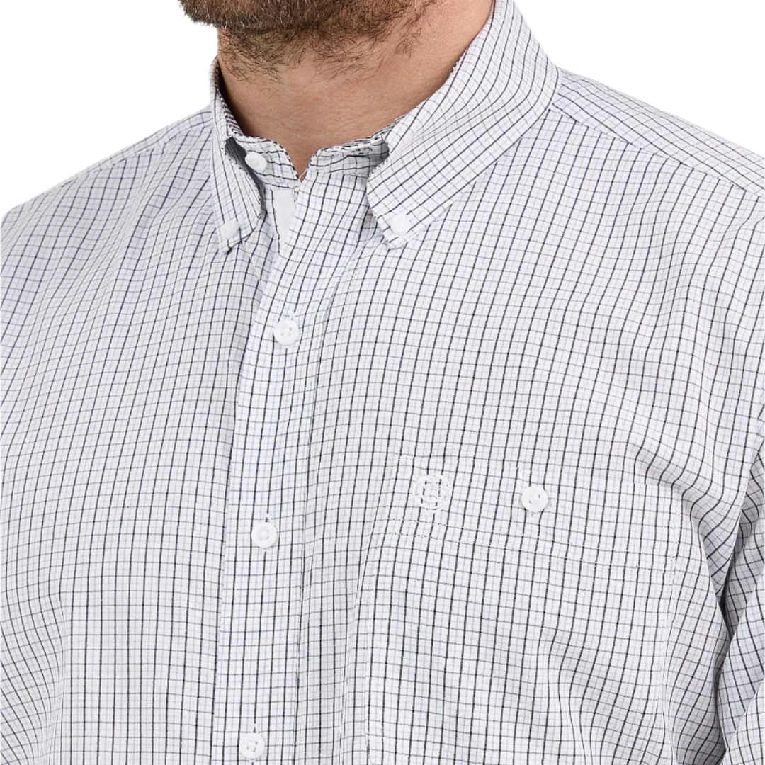 Wrangler Men's George Strait Microcheck White Shirt