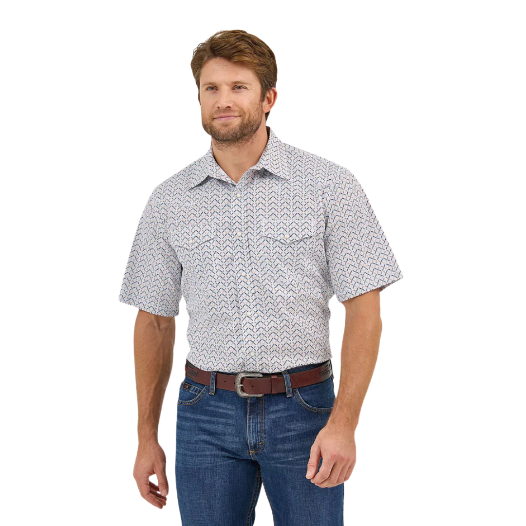 Wrangler Men's Advanced Comfort Short Sleeve Blue Shirt