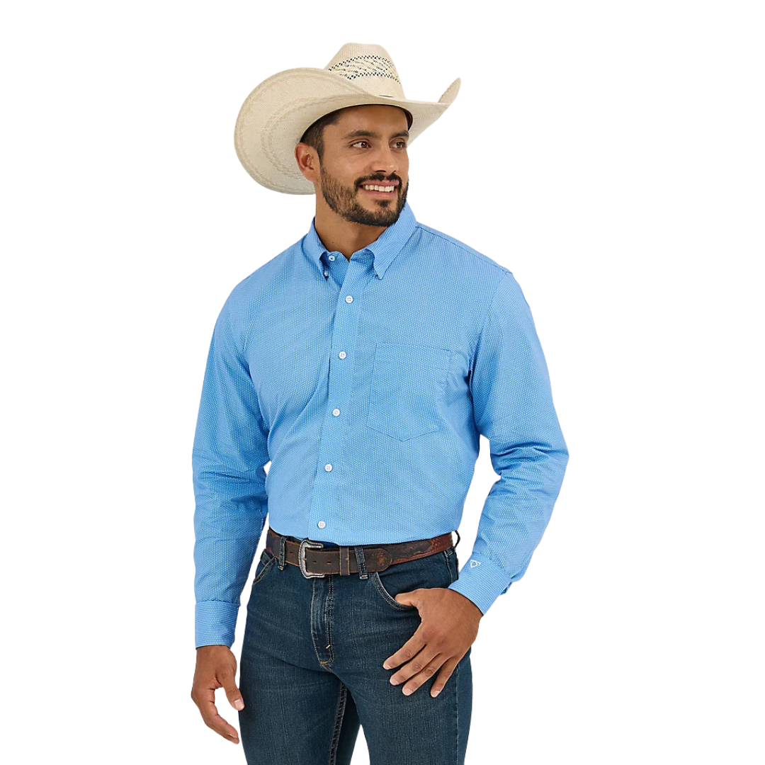 Wrangler Men's Cody Johnson Mini Dot Blue Shirt