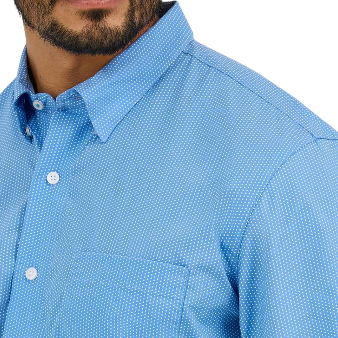 Wrangler Men's Cody Johnson Mini Dot Blue Shirt