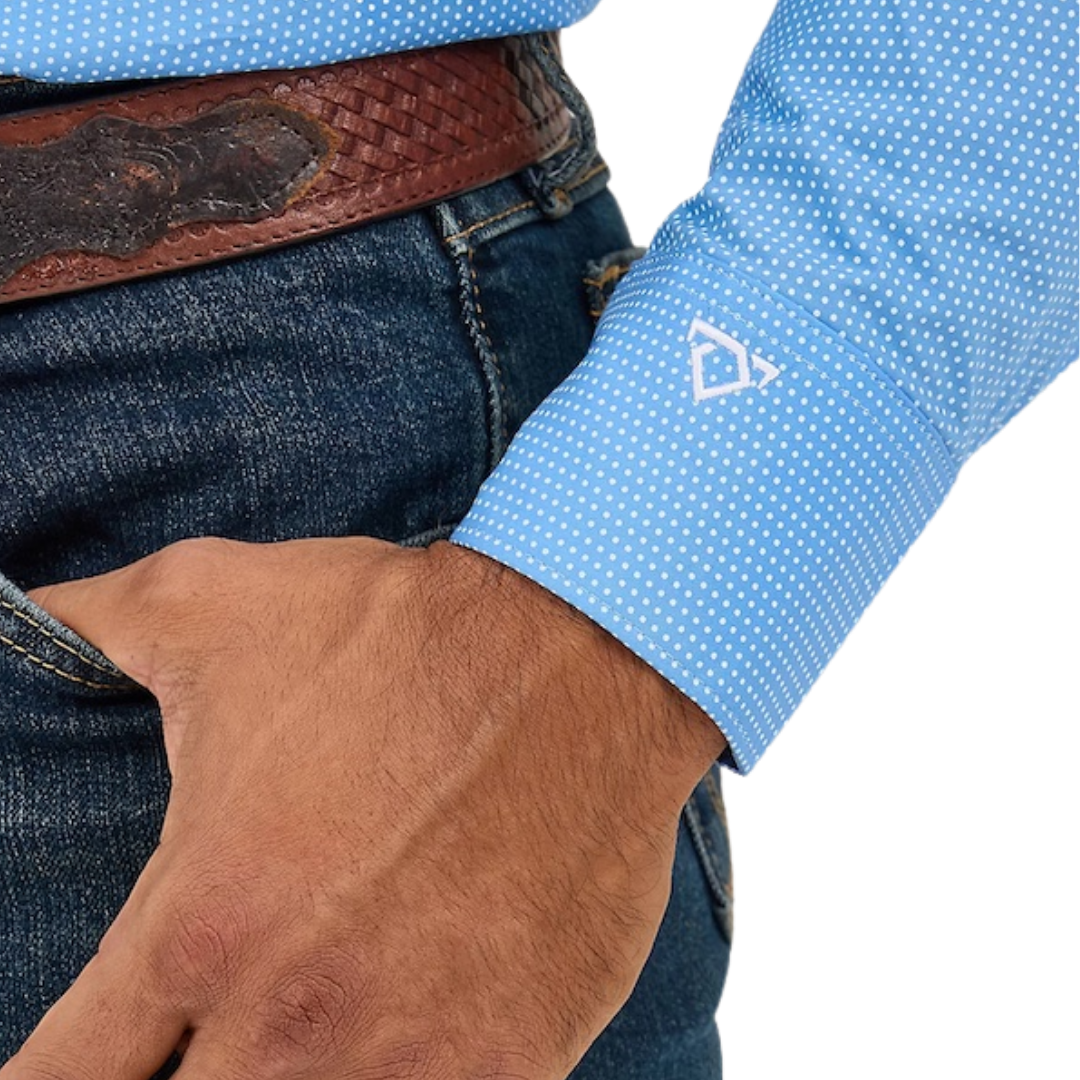 Wrangler Men's Cody Johnson Mini Dot Blue Shirt