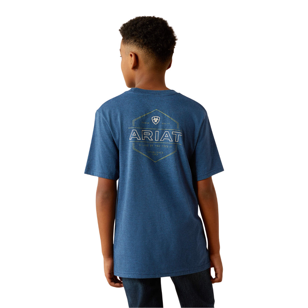 Ariat Kid's Line Frame Hex Denim Black Heather T-Shirt