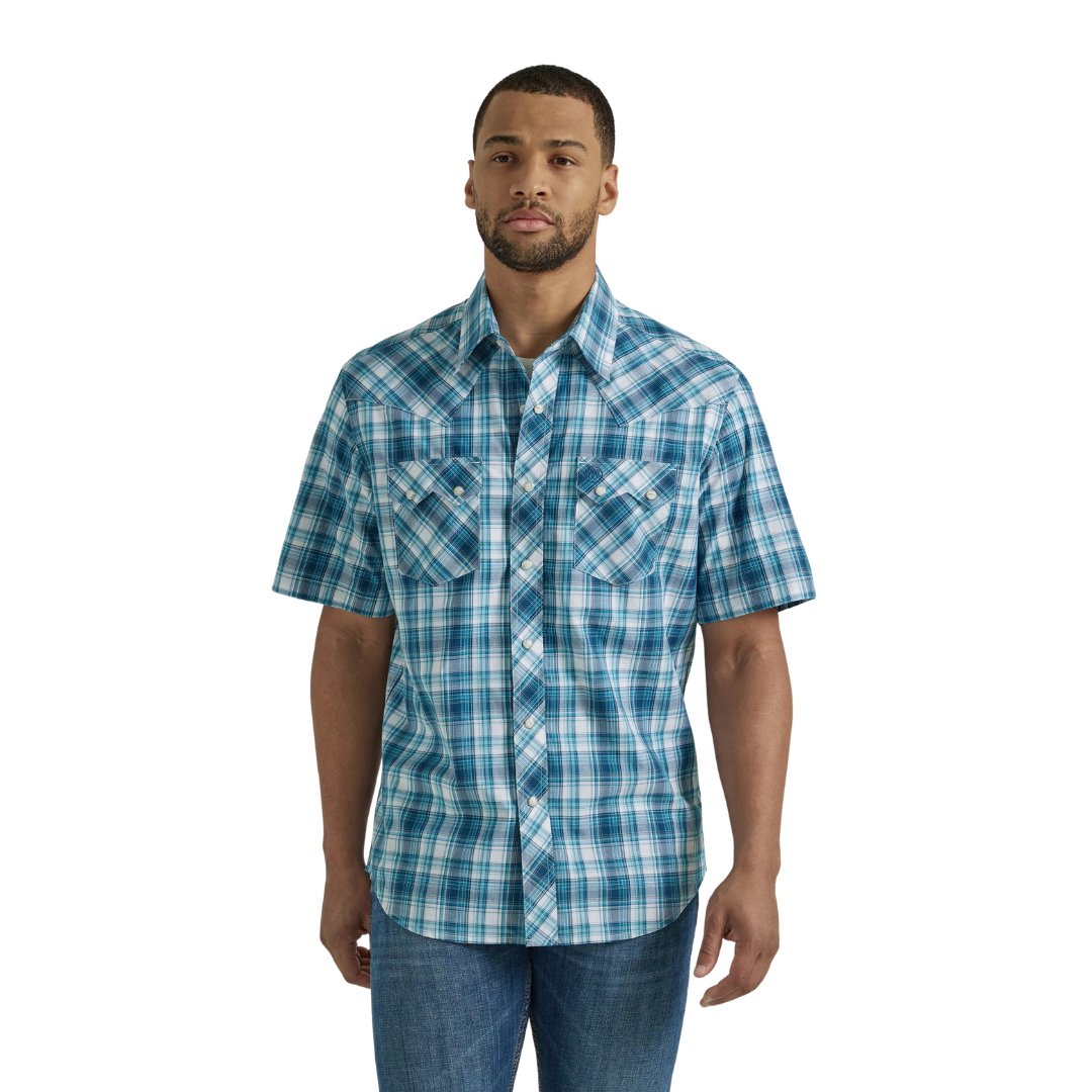 Wrangler Men's Retro Modern Fit Turquoise Shirt - Big & Tall
