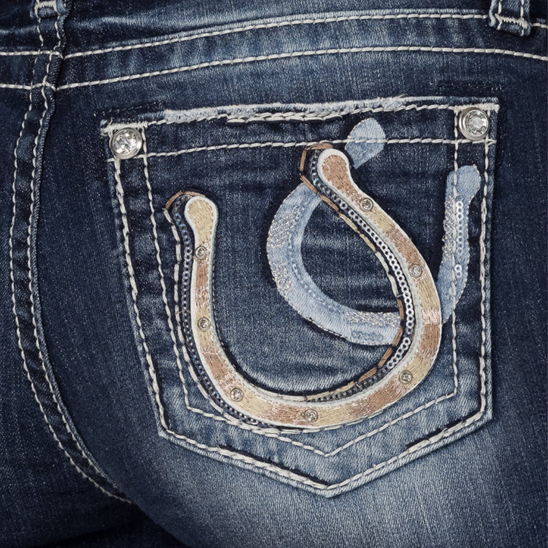 Miss Me Women's Double Horseshoe Blue Jeans