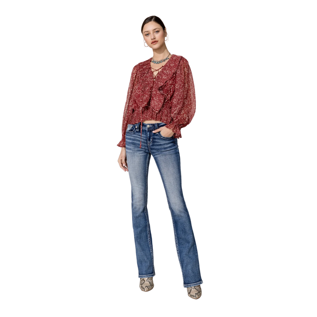 Miss Me Women's Aztec Horseshoe Blue Jeans