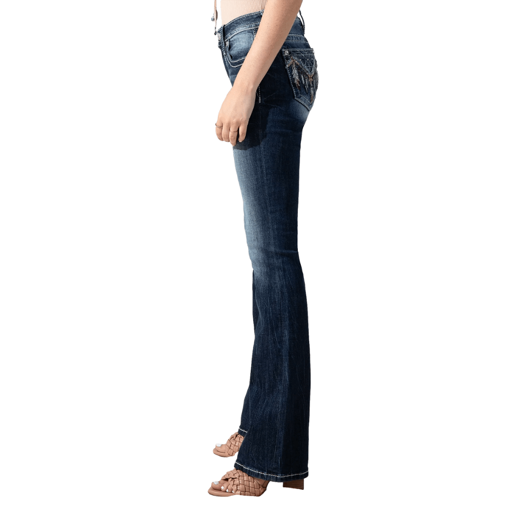 Miss Me Women's Aztec Accent Bootcut Blue Jeans