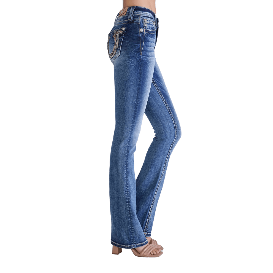Miss Me Women's Curvy Flare Stretch Blue Jeans