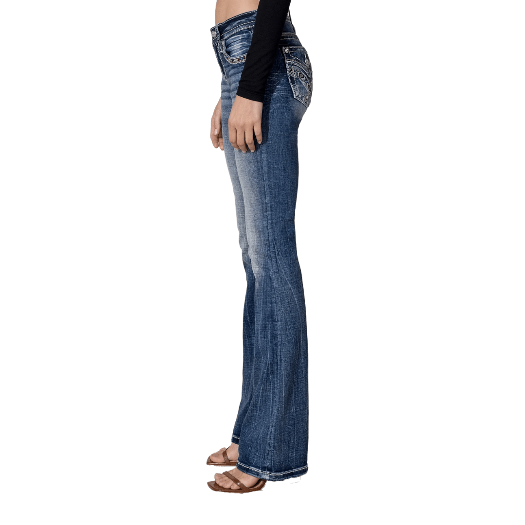 Miss Me Women's Boot Cut Tribal Road Blue Jeans