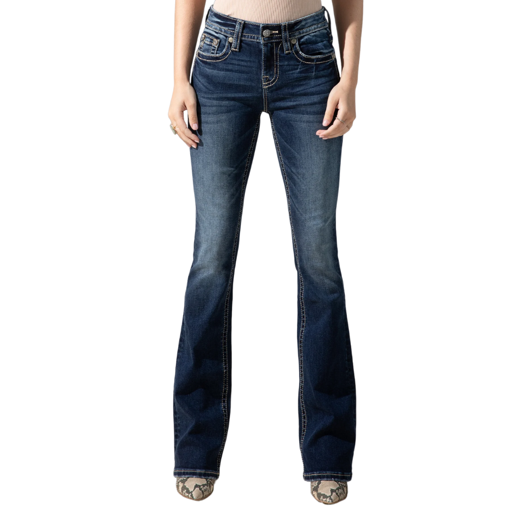 Miss Me Women's Zig Zag Bootcut Blue Jeans