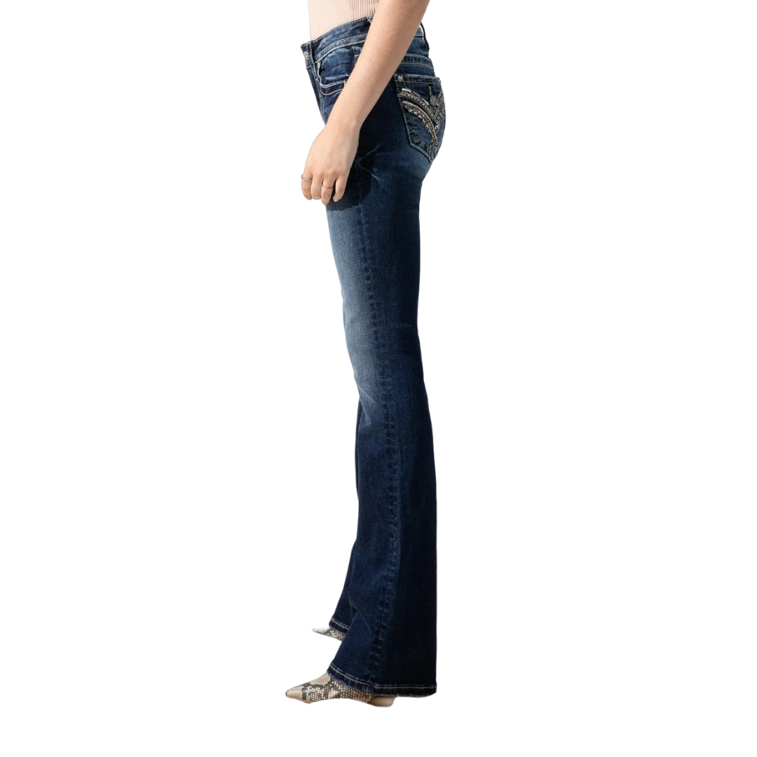 Miss Me Women's Zig Zag Bootcut Blue Jeans