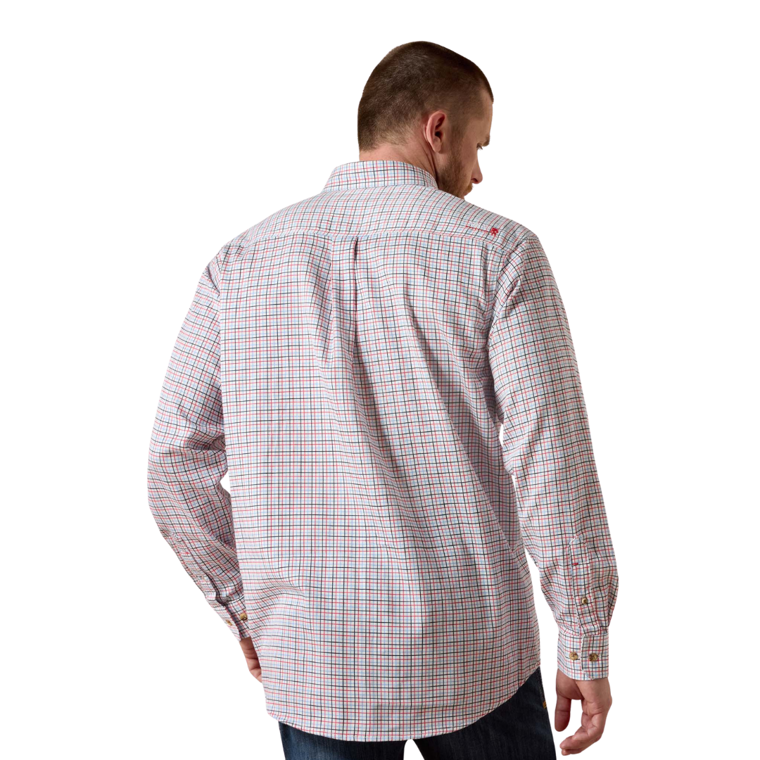 Ariat Men's Fire Plaid Long Sleeve Flame White Shirt
