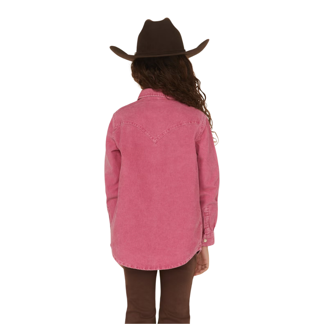 Wrangler Girl's Youth Kid's Corduroy Pink Shirt