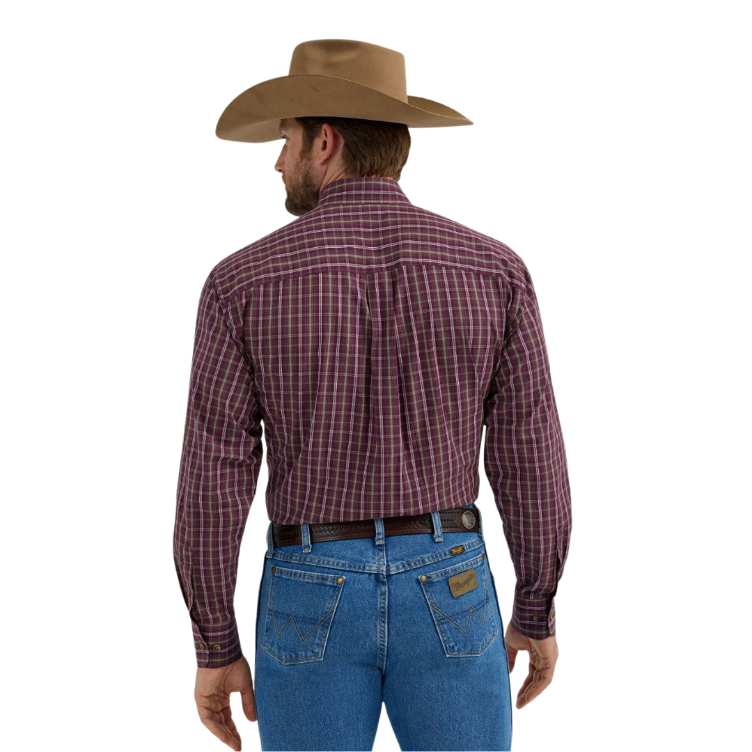 Wrangler Men's George Strait Plaid Red Shirt